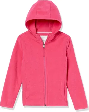 Amazon Essentials Girls and Toddlers' Polar Fleece Full-Zip Hooded Lightweight Jacket