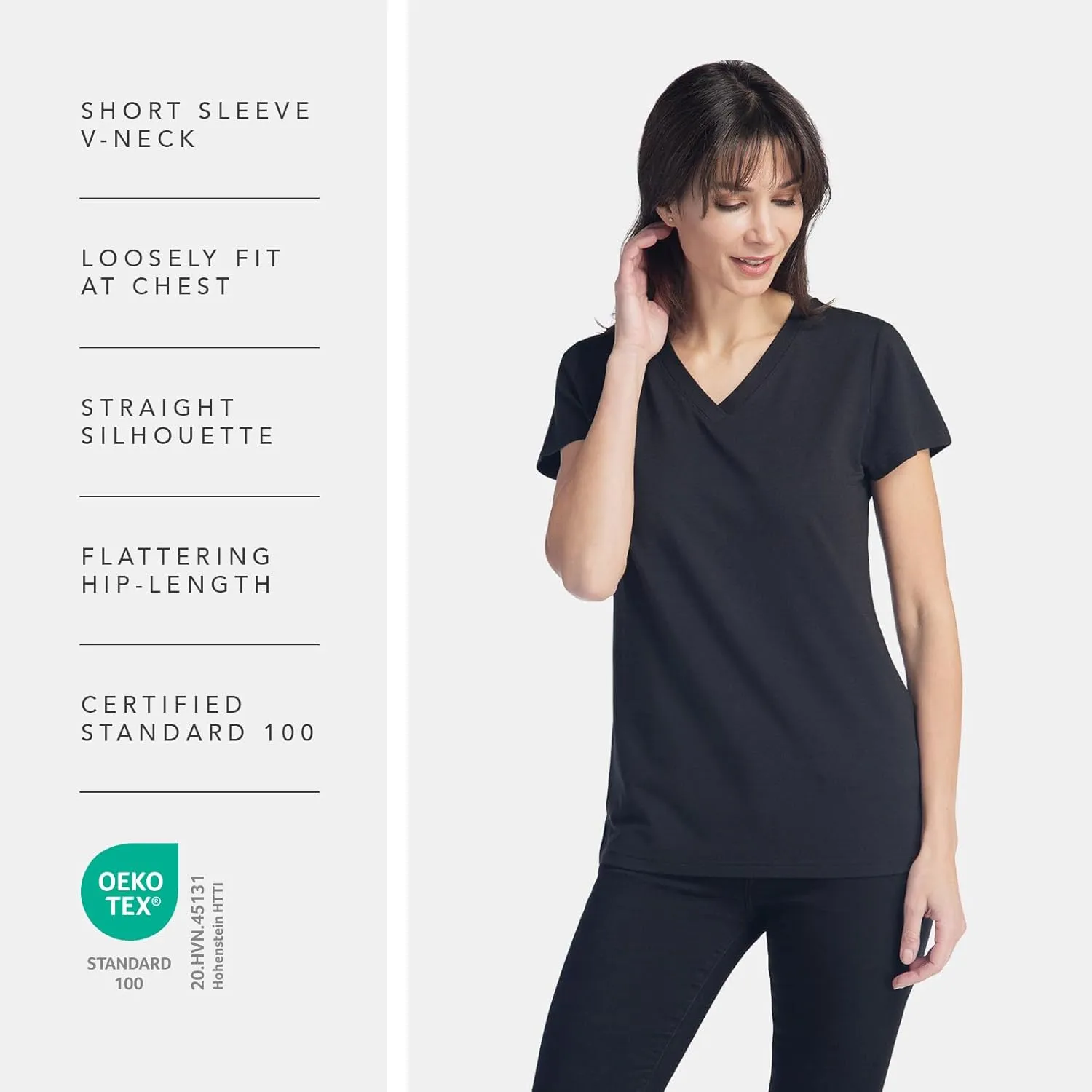 Fishers Finery Women's Ecofabric Short Sleeve Classic Fit V Neck Tee