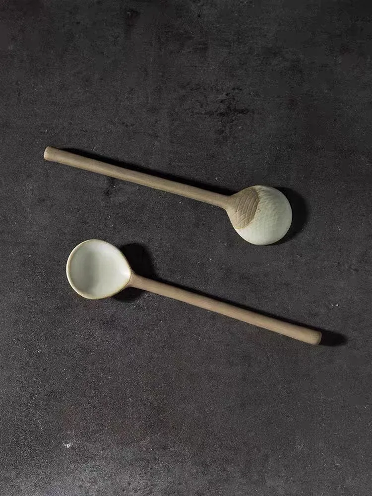 Gohobi Handmade Stoneware Coffee Mug and Saucer Set