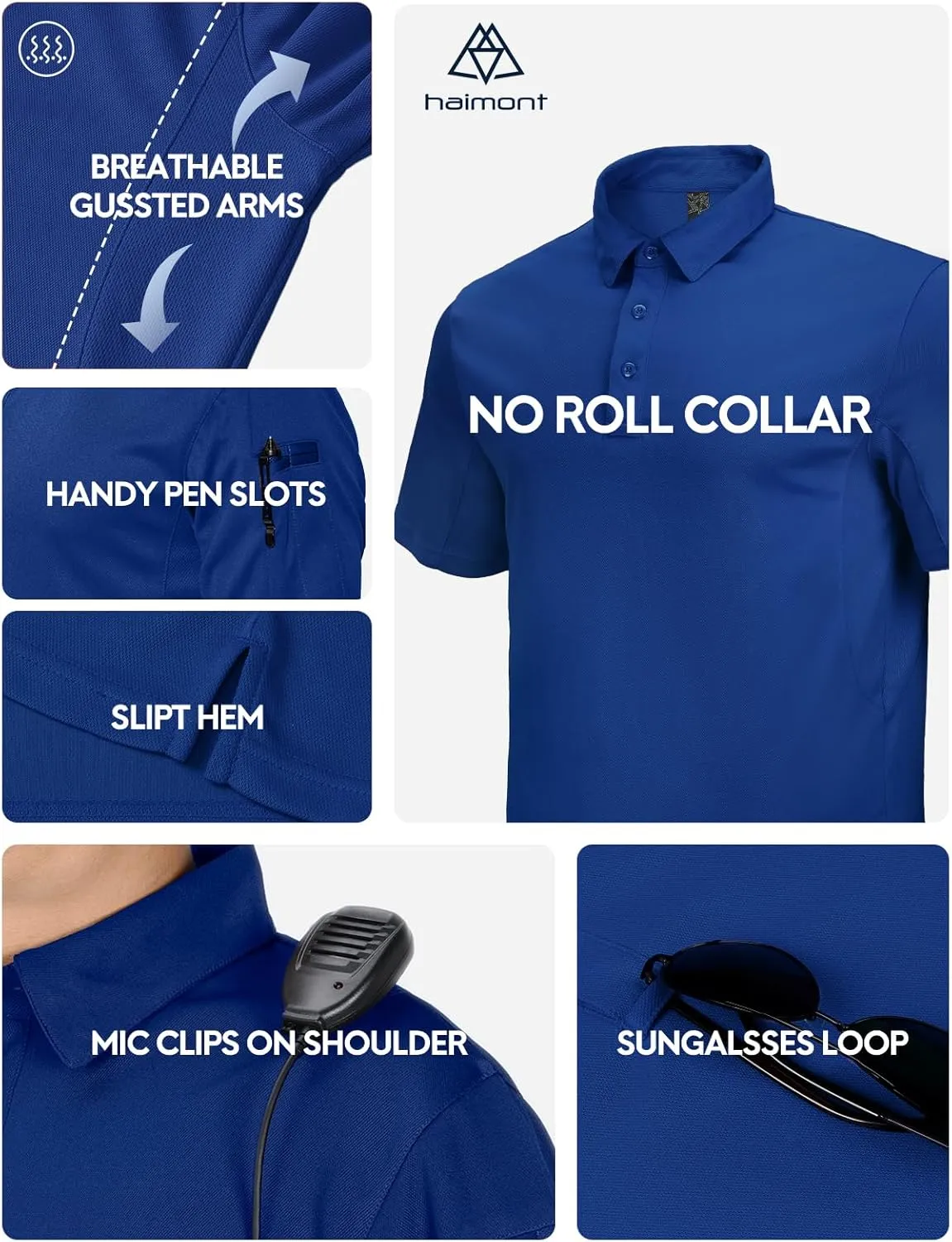Haimont Men's Performance Dry Fit Polo Shirt Short and Long Sleeve Golf Collared T-Shirts for Tactical Outdoor Hiking