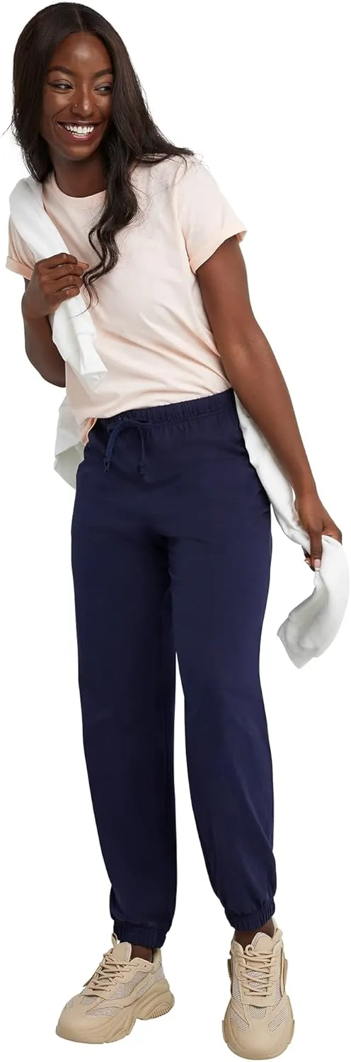 Hanes Women's Essential Jogger Pants, Drawstring Sweatpants For Women, 100% Cotton Jersey, 29