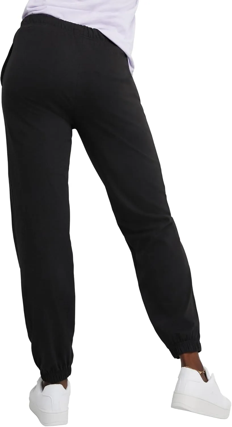 Hanes Women's Essential Jogger Pants, Drawstring Sweatpants For Women, 100% Cotton Jersey, 29