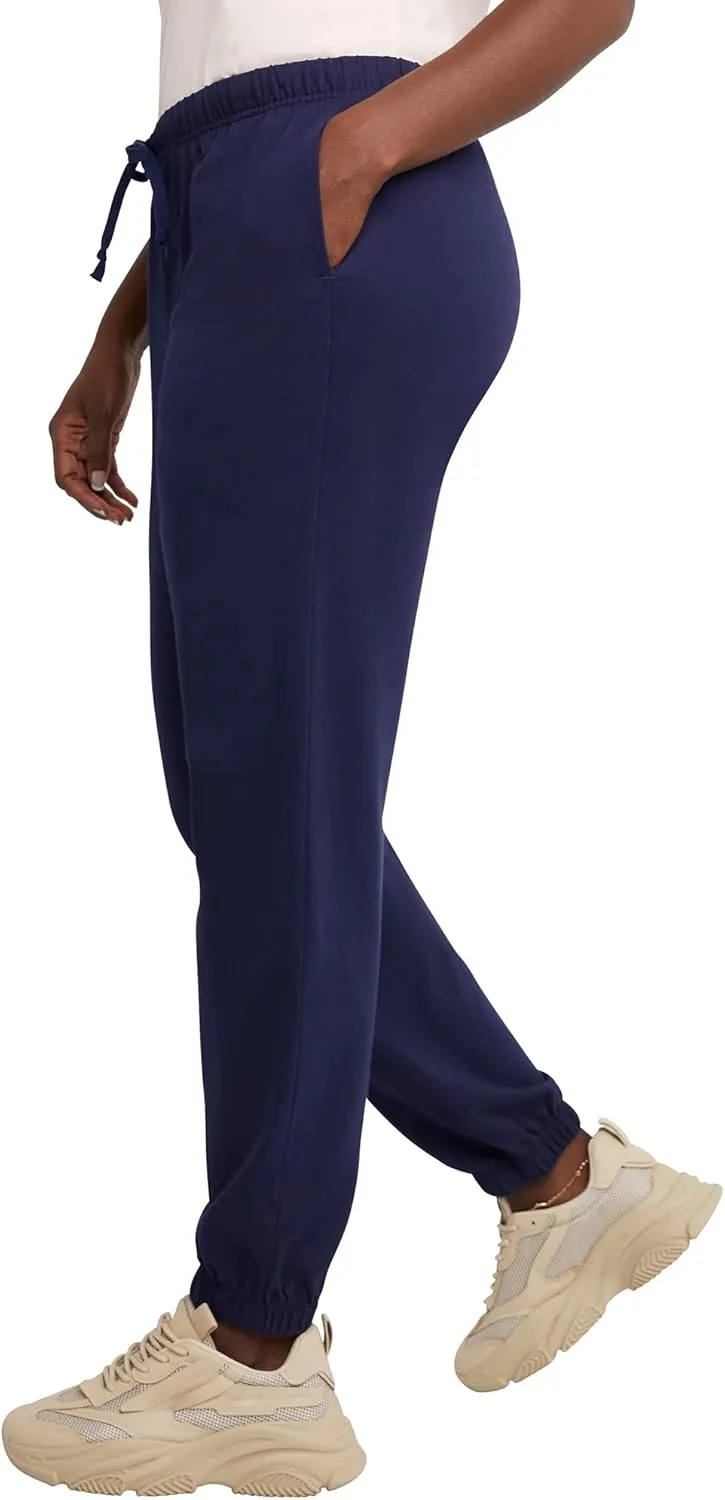 Hanes Women's Essential Jogger Pants, Drawstring Sweatpants For Women, 100% Cotton Jersey, 29