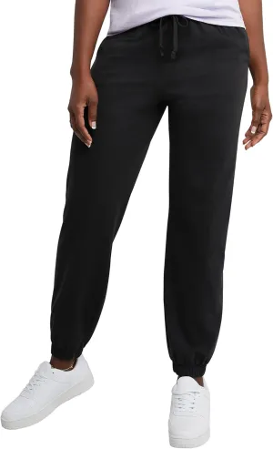 Hanes Women's Essential Jogger Pants, Drawstring Sweatpants For Women, 100% Cotton Jersey, 29