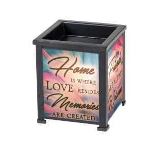 Home Love Welcome Black Metal Electrical Wax Tart and Oil Glass Lantern Warmer