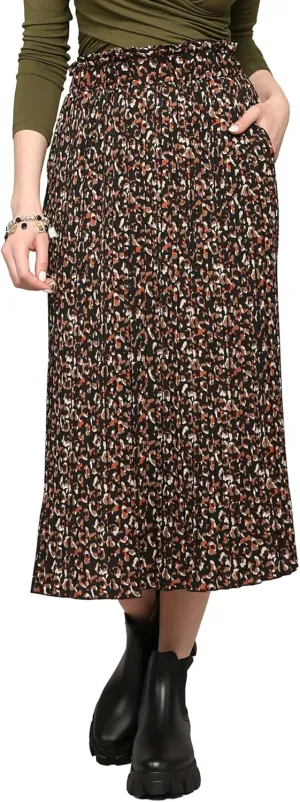 Lock and Love Womens High Waist Polka Dot Pleated Midi Swing Skirt with Pockets