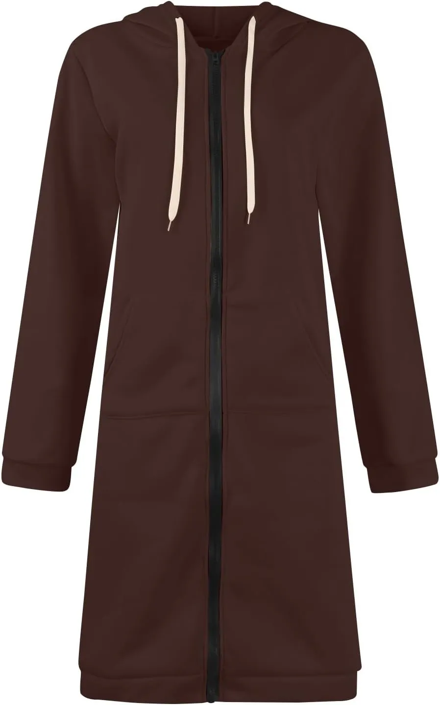 Long Zip Up Hoodie Women Lightweight Cozy Hooded Sweatshirt Jacket Drawstring Open Front Cardigan Hoodies with Pocket