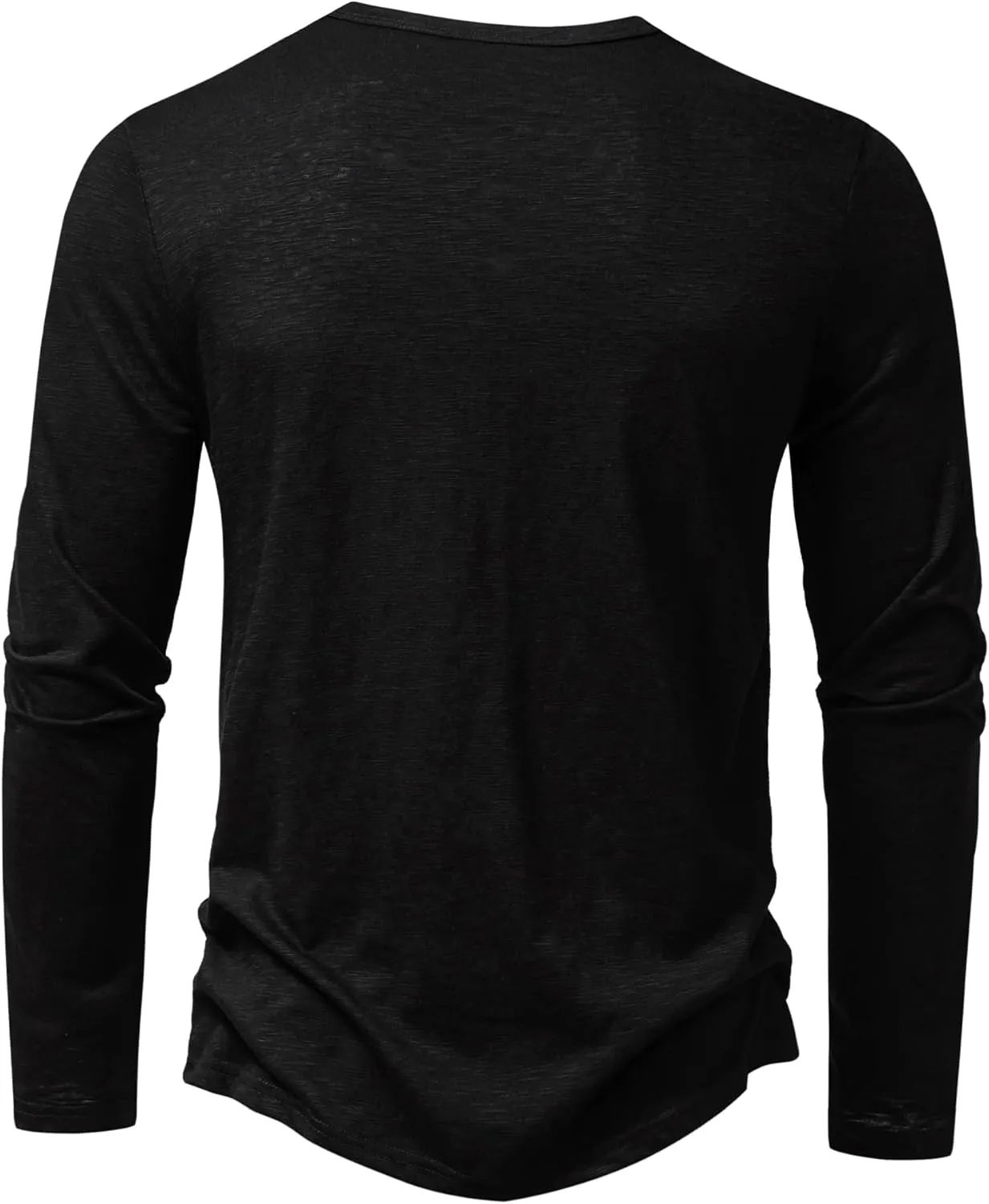 Men's Casual Front Placket Basic Long Sleeve Henley Shirt Muscle Workout Athletic Tee Tops