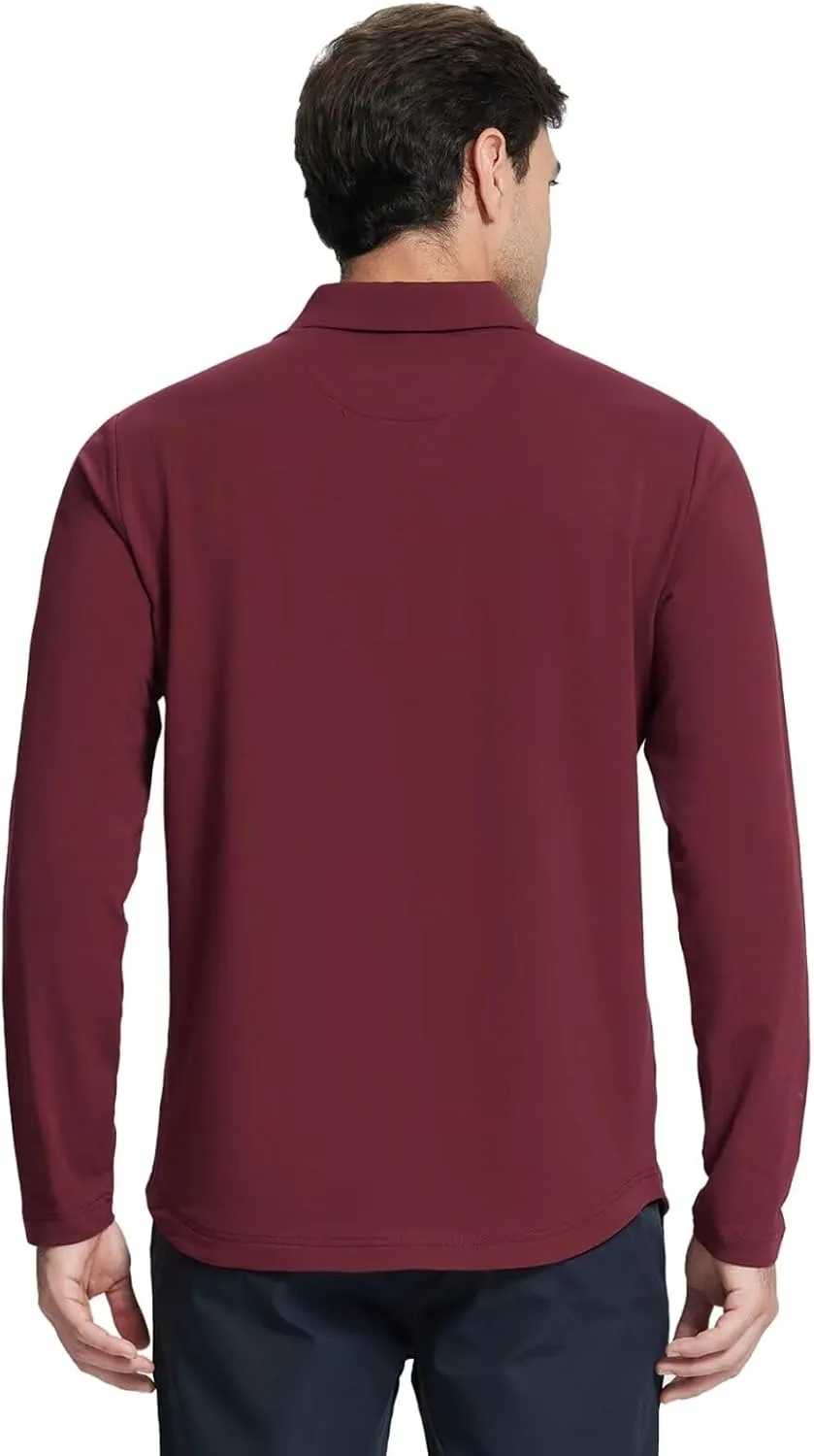 Mens Quarter Zip Polo Shirt Long and Short Sleeve Collared Shirts Moisture Wicking Performance Golf Polo Shirts