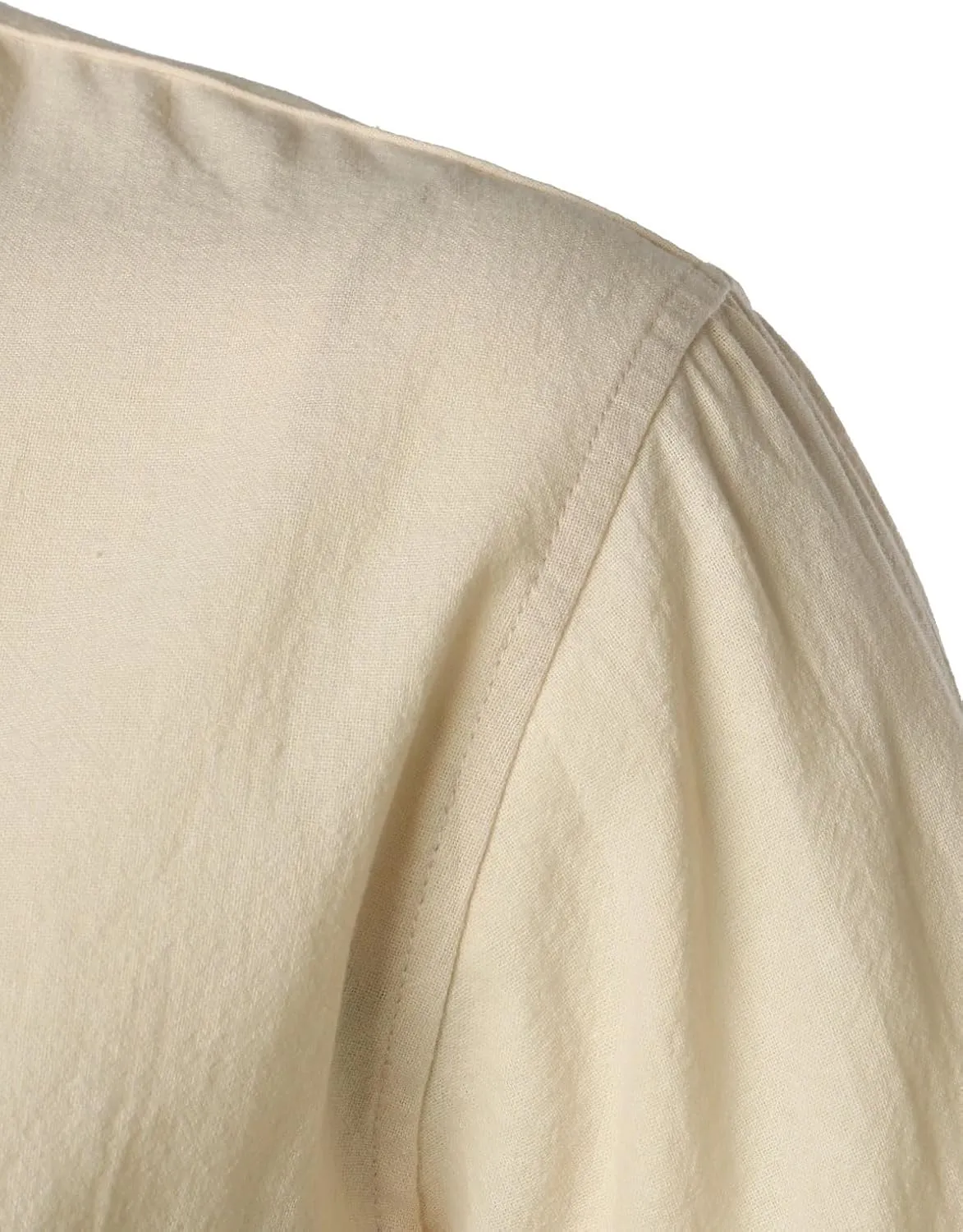 Men's Summer Lightweight Cotton Linen Shirts Casual Short Sleeve Breathable Banded Collar Henley for Beach Vacation