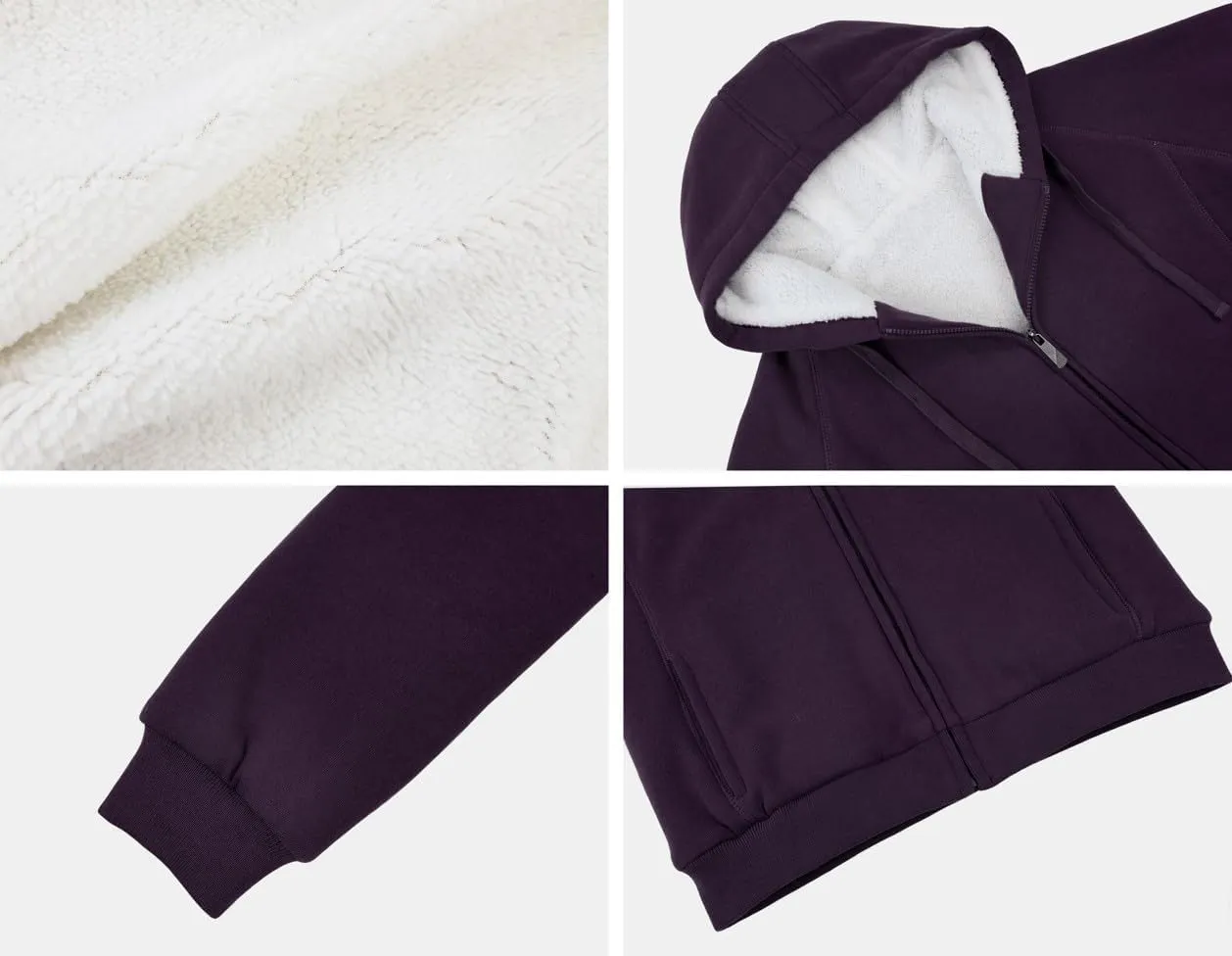 Outfitters Women's Fleece Lined Zip Up Hoodies Casual Hooded Jacket Workout Full Zip Sweatshirts Pocket Coats