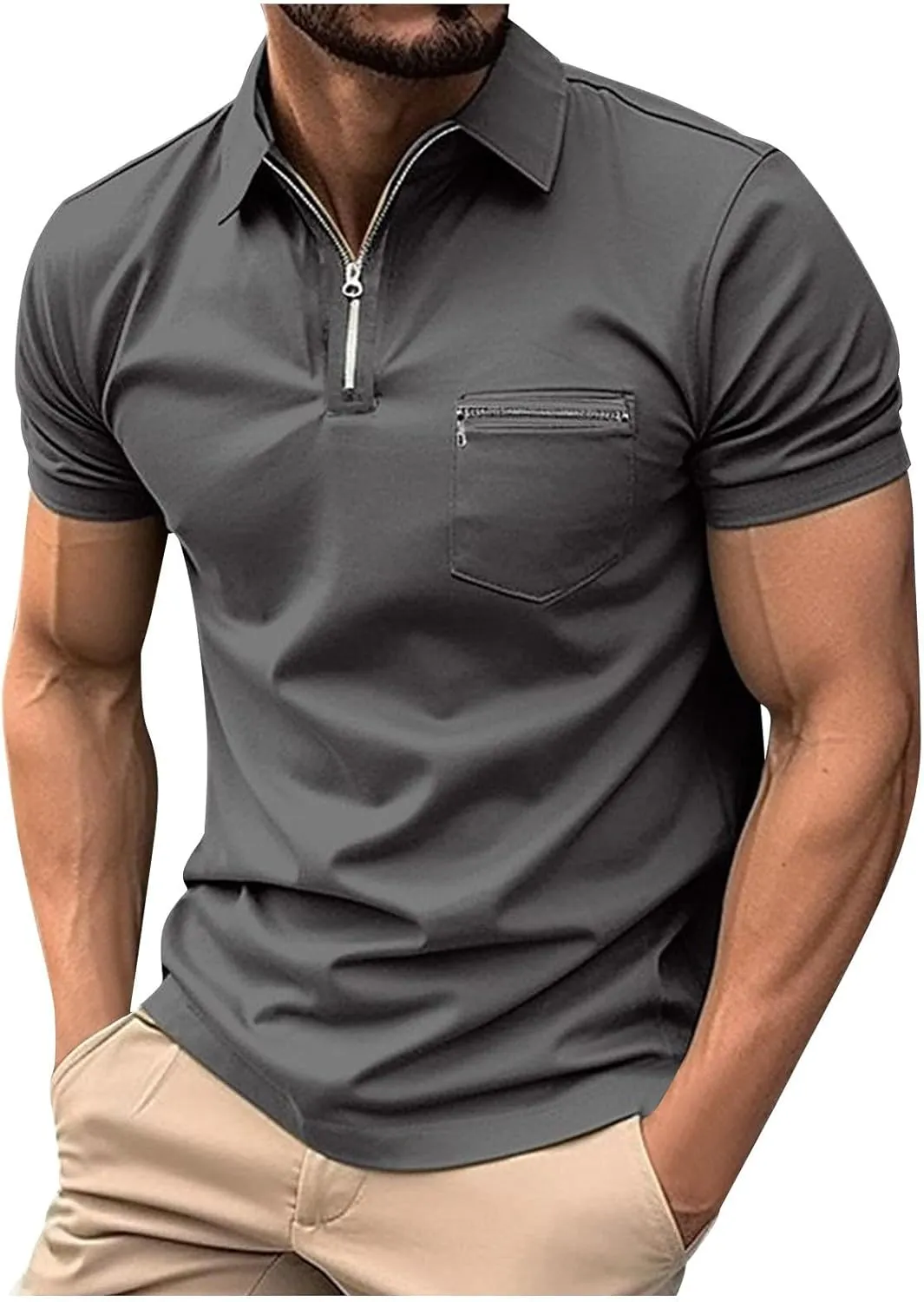 Polo Shirts Man Casual Oversized Short Sleeve Button Lapel Golf Tee Shirt Fashion Solid Color Stripe Cozy Fit Tops