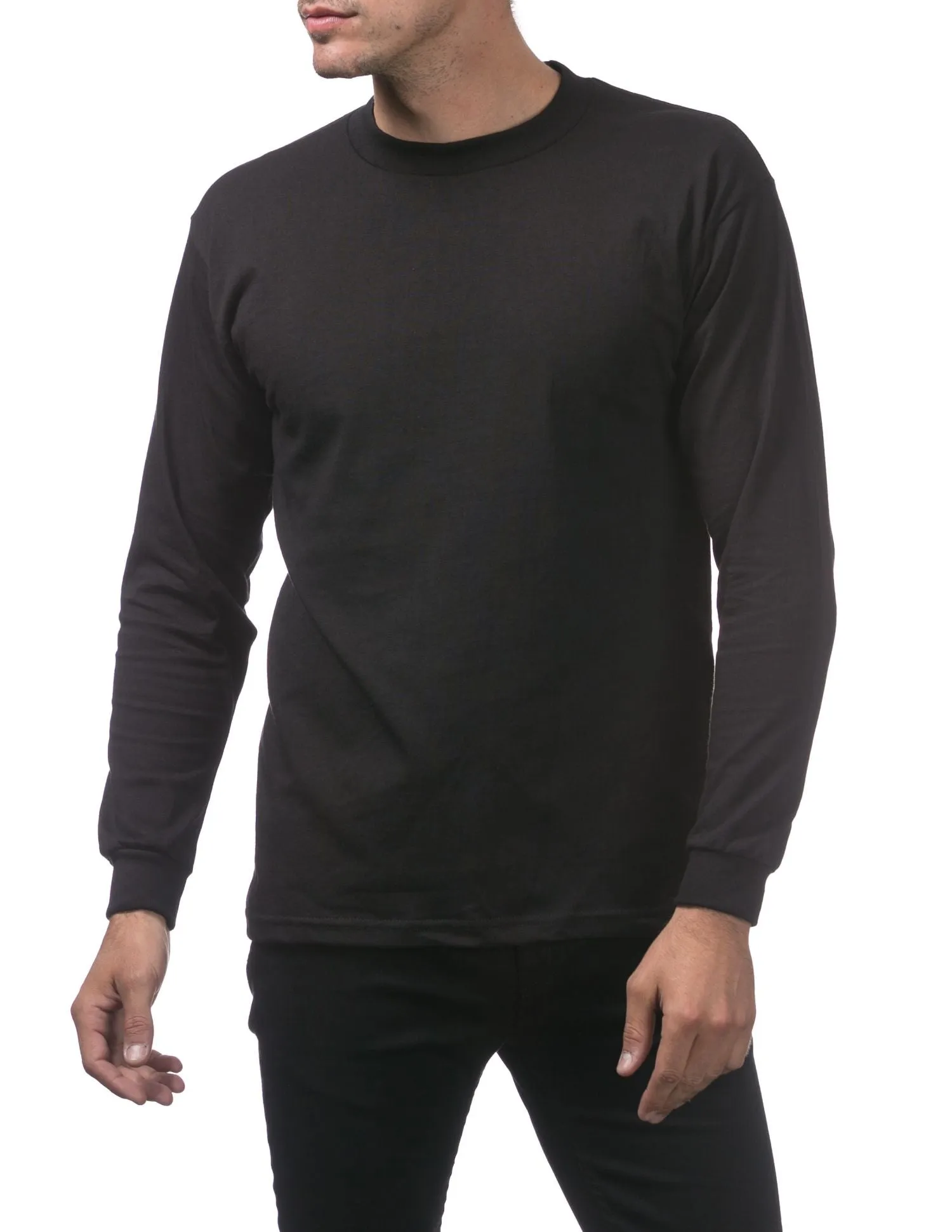 Pro Club Men's Heavyweight Cotton Long Sleeve Crew Neck T-Shirt