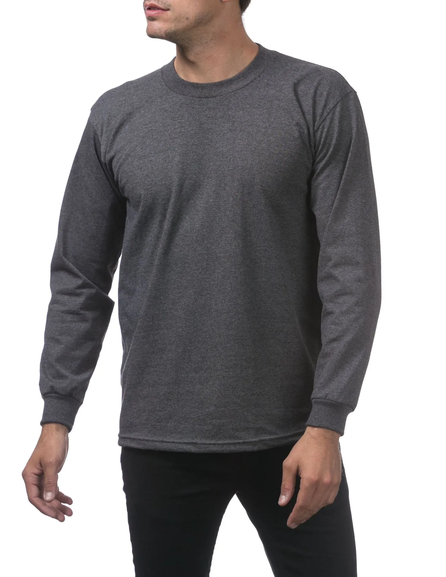 Pro Club Men's Heavyweight Cotton Long Sleeve Crew Neck T-Shirt