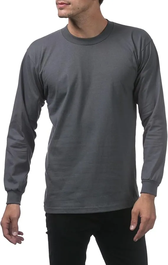 Pro Club Men's Heavyweight Cotton Long Sleeve Crew Neck T-Shirt