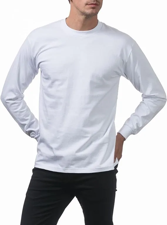 Pro Club Men's Heavyweight Cotton Long Sleeve Crew Neck T-Shirt