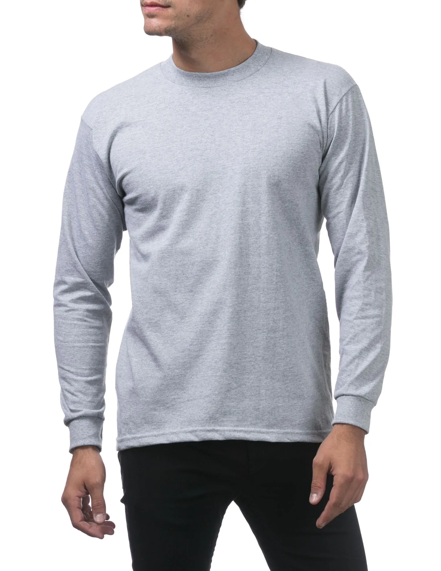 Pro Club Men's Heavyweight Cotton Long Sleeve Crew Neck T-Shirt