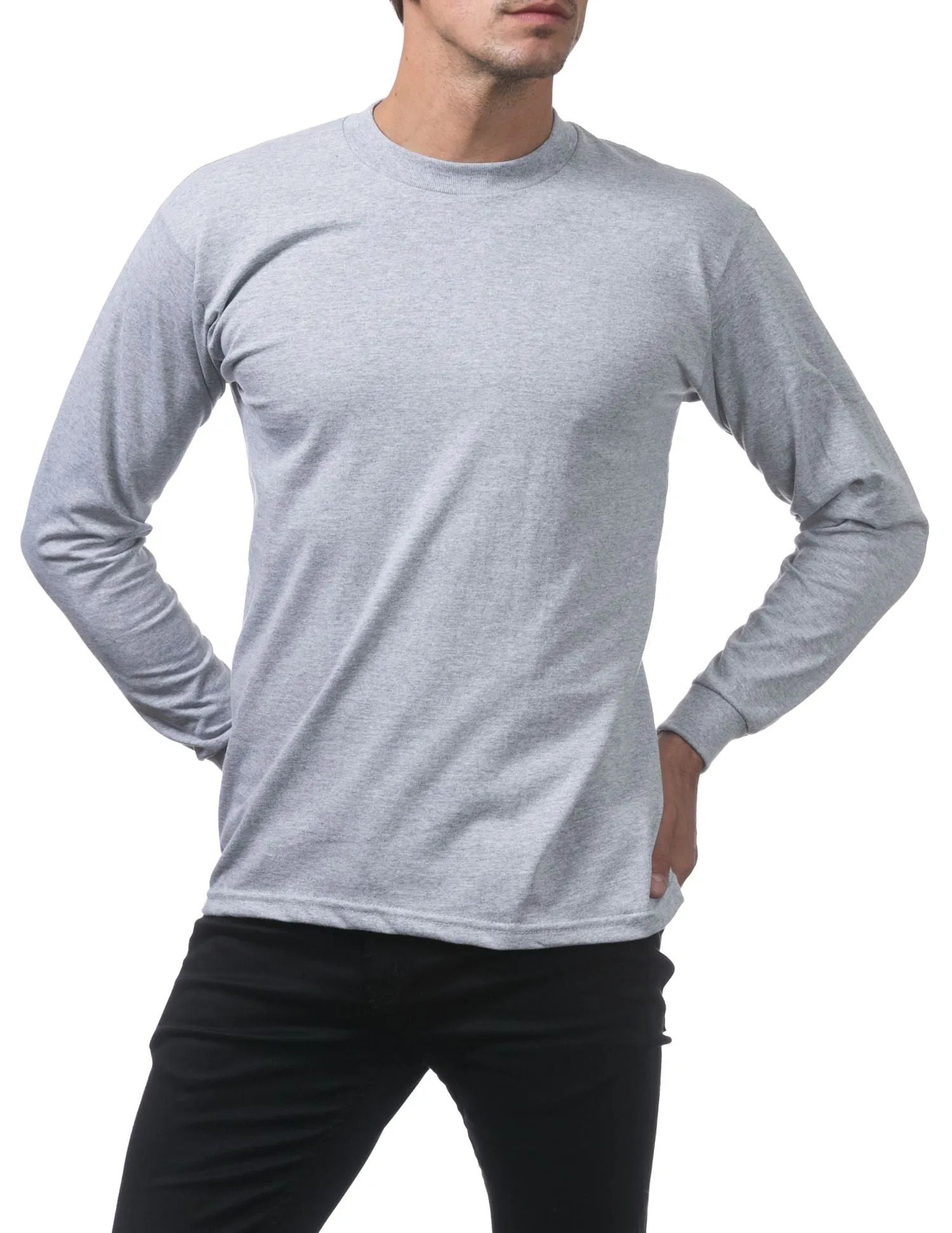 Pro Club Men's Heavyweight Cotton Long Sleeve Crew Neck T-Shirt
