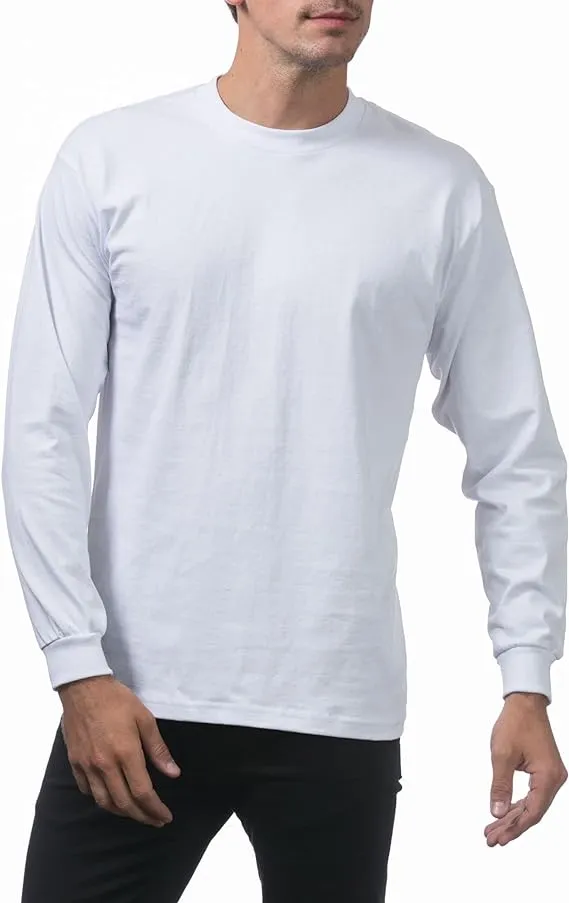 Pro Club Men's Heavyweight Cotton Long Sleeve Crew Neck T-Shirt