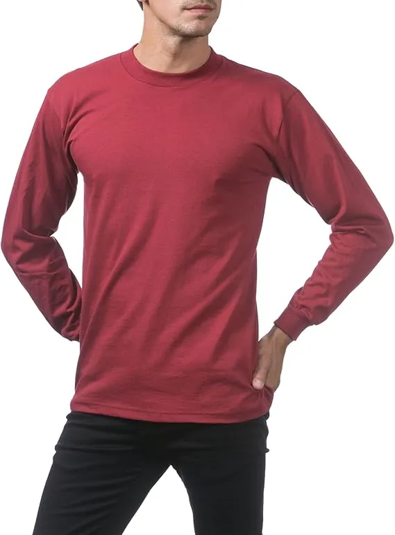 Pro Club Men's Heavyweight Cotton Long Sleeve Crew Neck T-Shirt