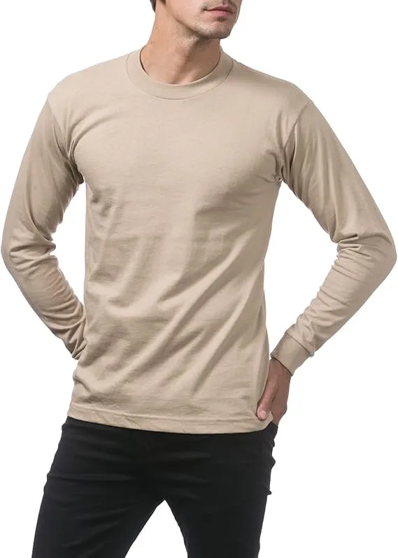 Pro Club Men's Heavyweight Cotton Long Sleeve Crew Neck T-Shirt