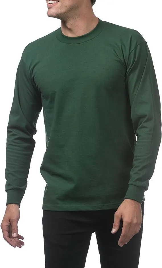Pro Club Men's Heavyweight Cotton Long Sleeve Crew Neck T-Shirt
