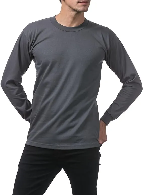 Pro Club Men's Heavyweight Cotton Long Sleeve Crew Neck T-Shirt