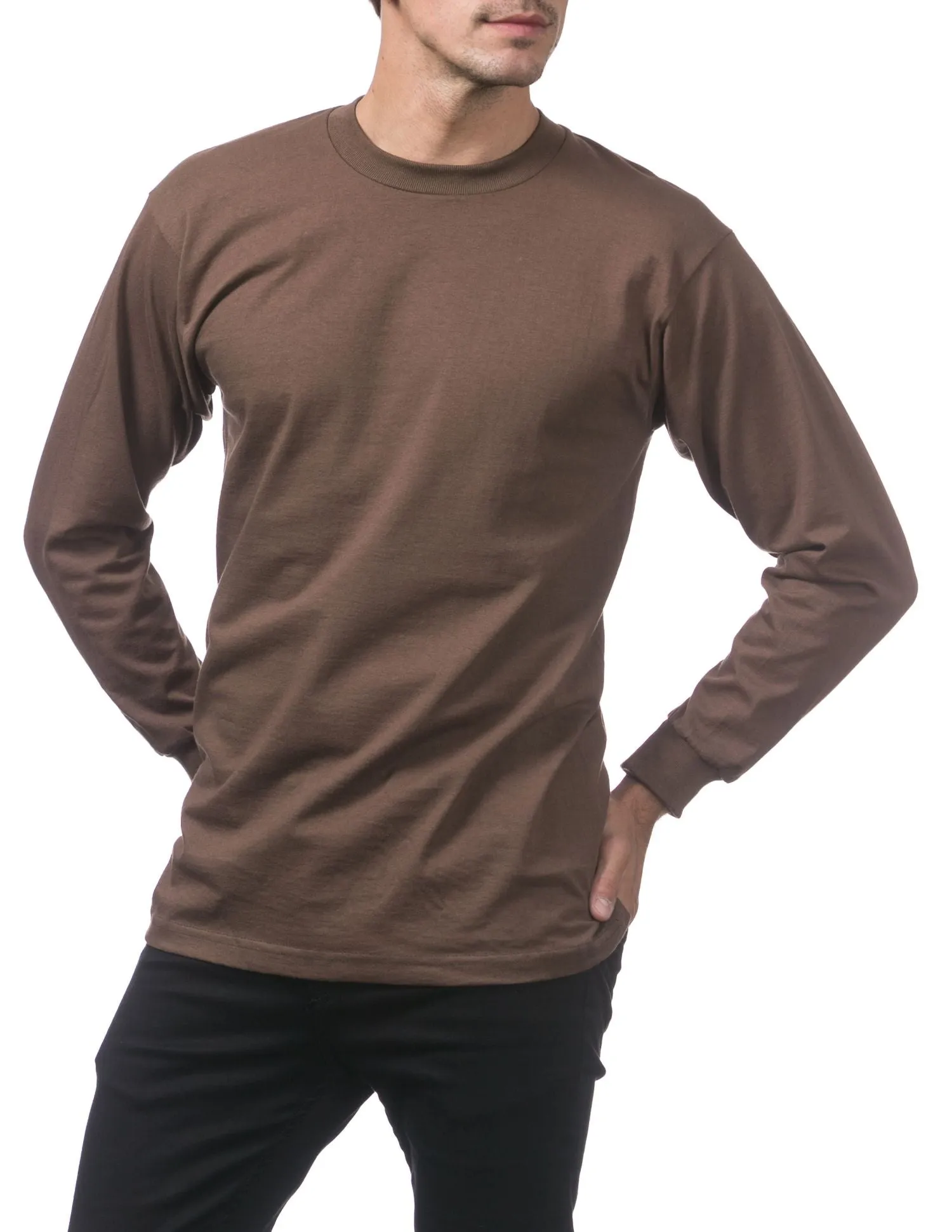Pro Club Men's Heavyweight Cotton Long Sleeve Crew Neck T-Shirt