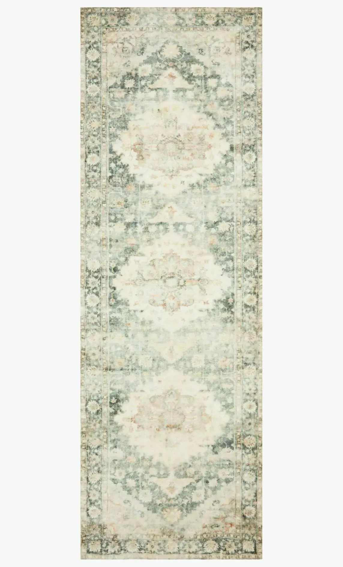 Rosette Ros-08 Teal/Ivory Rug