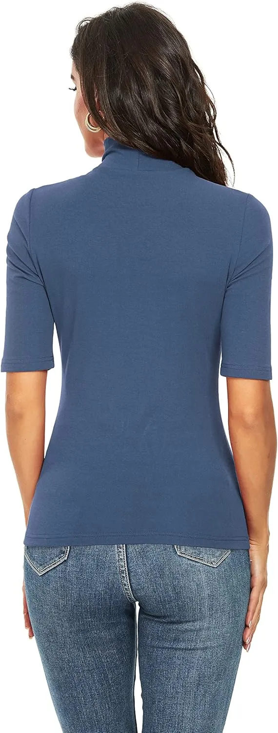 Short Sleeve Mock Turtleneck for Women Dressy Casual Business Tops Summer Cute Tshirts Shirts Blouses