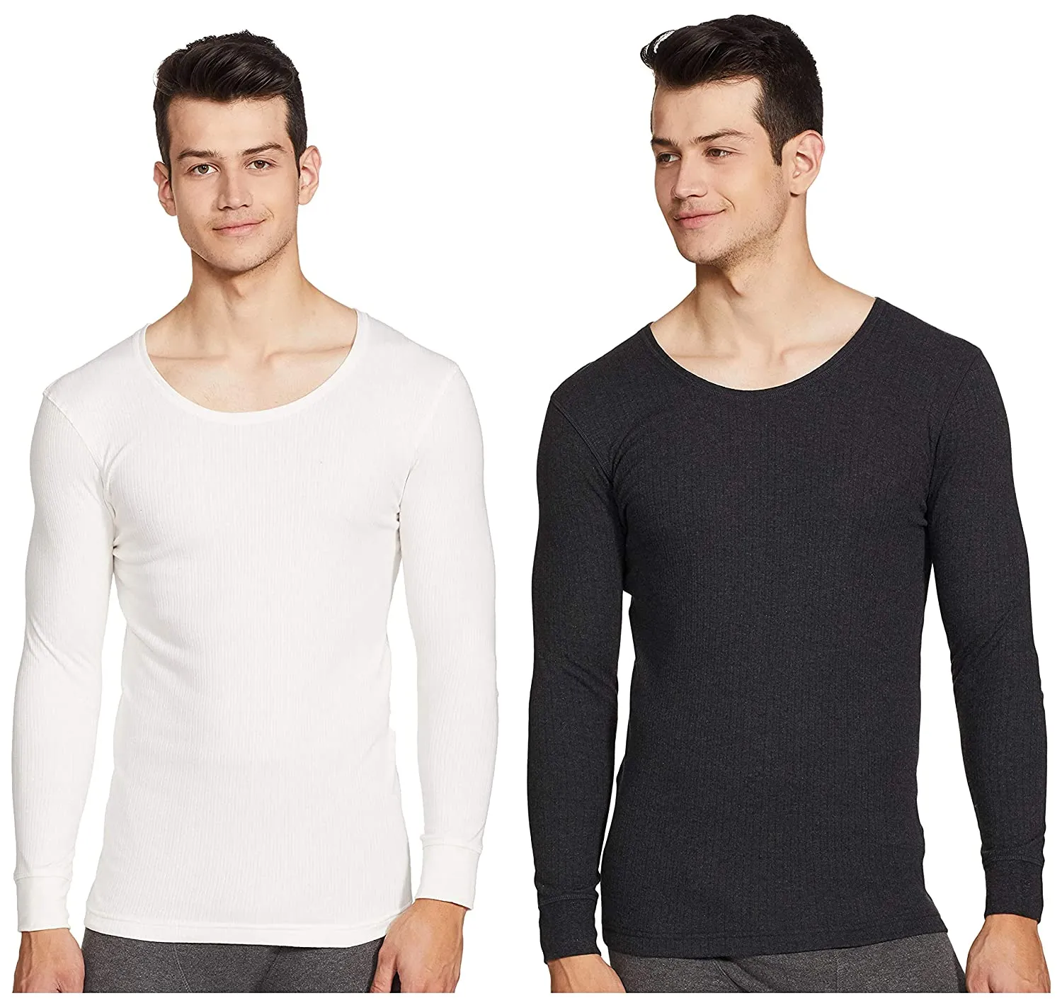 Van Heusen Black and Off-white Full Sleeve Thermal Winter Inner Wear (Pack of 2)
