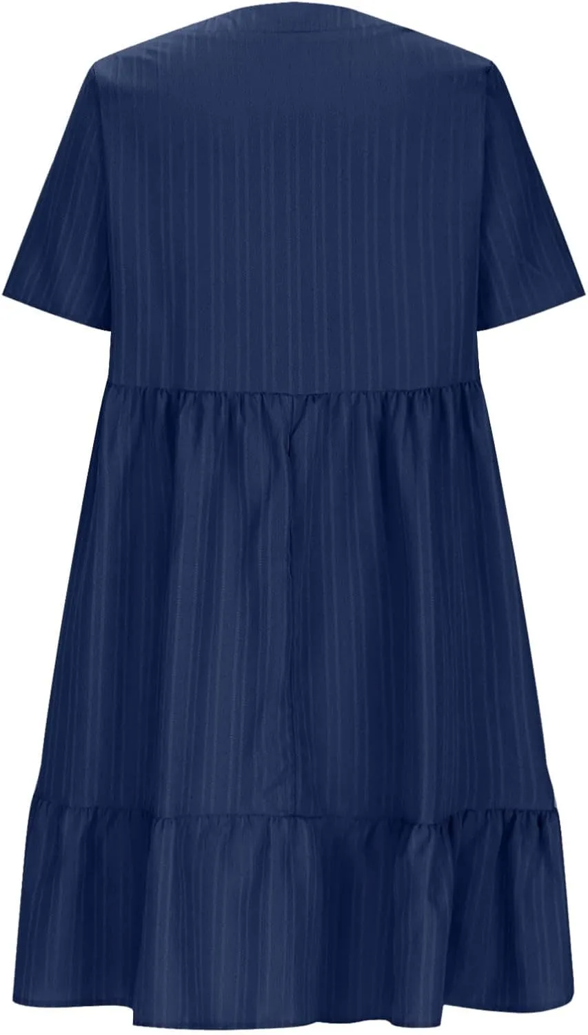 Wkishenl Summer Dresses for Women 2025 Vacation Trendy Short Sleeve V Neck Mini T Shirt Dress Pleated Ruffle Beach Sundresses