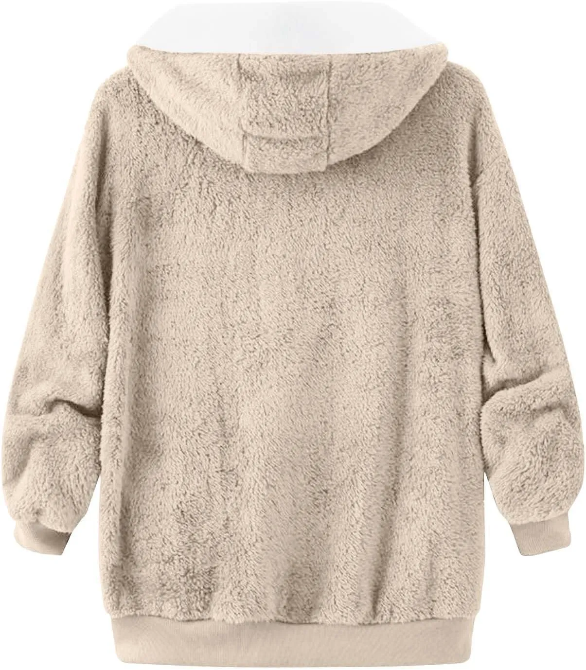 Womens 2024 Winter Fuzzy Fleece Jacket Hooded Solid Color Coats Oversized Fluffy Sherpa Outerwear with Pockets