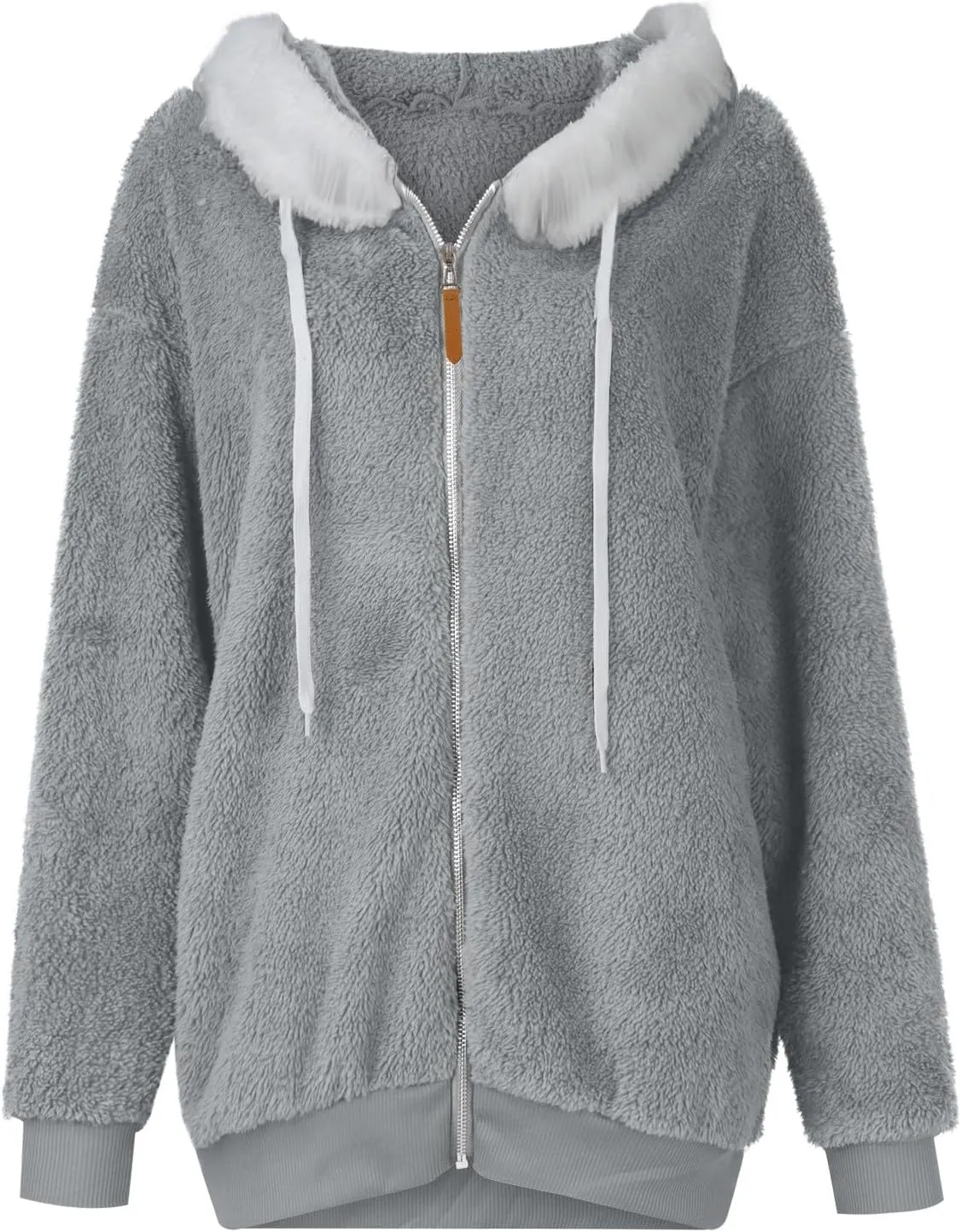 Womens 2024 Winter Fuzzy Fleece Jacket Hooded Solid Color Coats Oversized Fluffy Sherpa Outerwear with Pockets