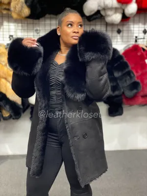 Women's Ari Sheepskin Coat With Fox