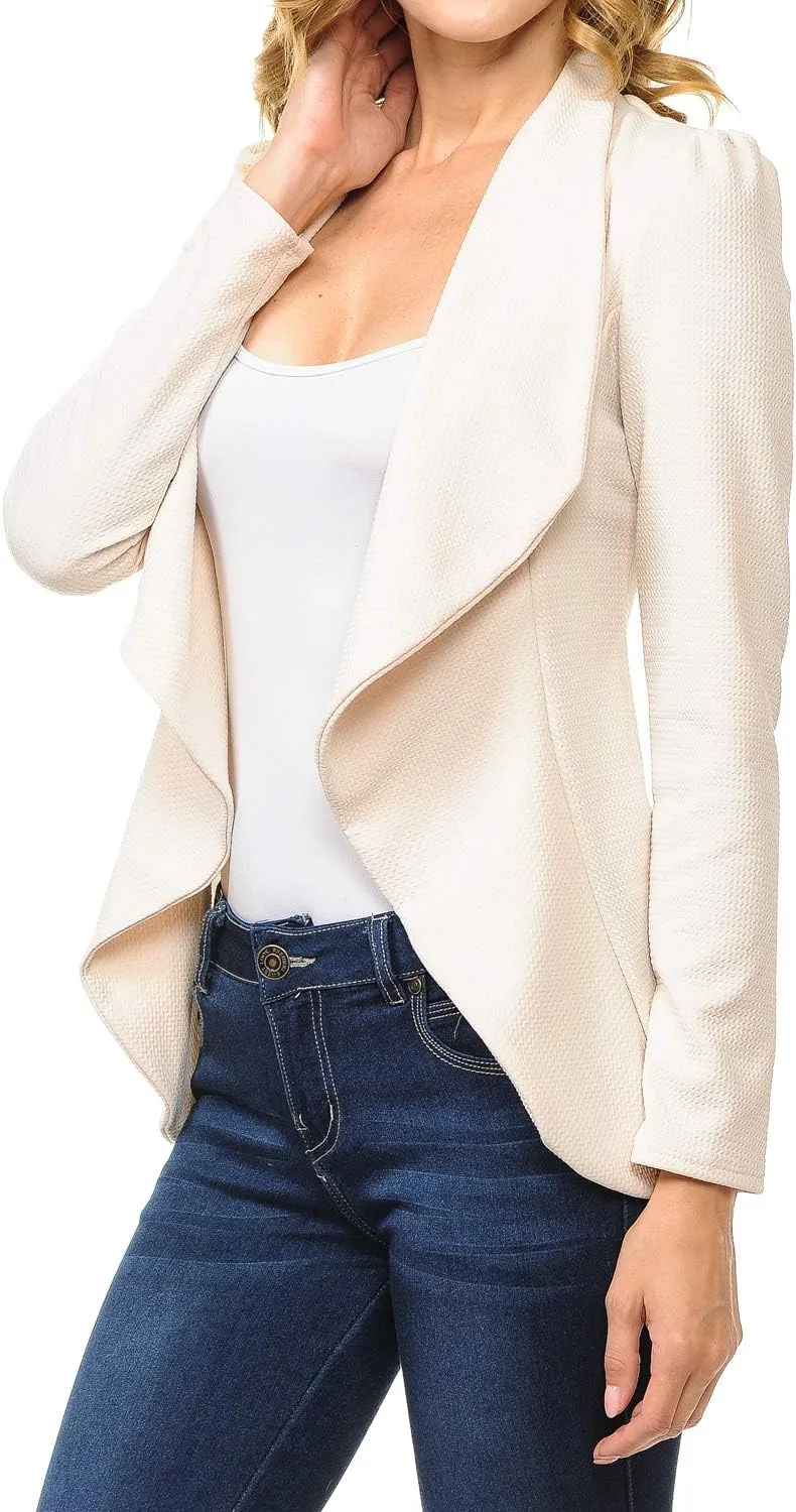 Women's Long Sleeve Classic Draped Open Front Lightweight Blazer(S-3XL)