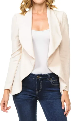 Women's Long Sleeve Classic Draped Open Front Lightweight Blazer(S-3XL)