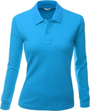 Women's Luxurious Solid Long Sleeves PK Polo Shirt